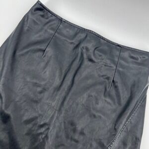 Bear Dance Faux Leather‎ Black Mini Skirt with Slit Party Night Out Womens Large